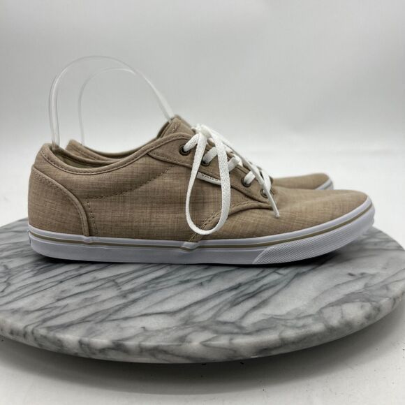 Vans Sneakers Womens 8 Beige Canvas Lace Up Low Top Classic Skateboarding Shoes - Picture 2 of 11